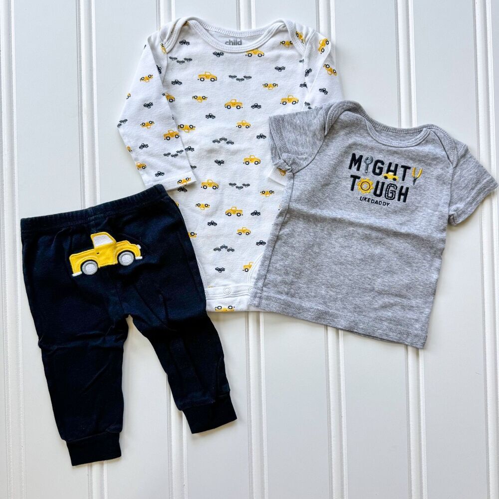 4/$10 - Child of Mine by Carter’s “Mighty Tough like Daddy” Cotton Outfit Set |